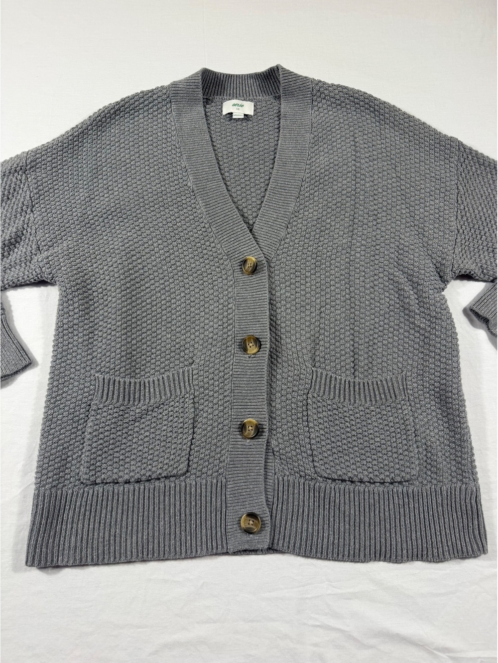 Aerie Women's Gray Cotton Knit Cardigan Sweater Large